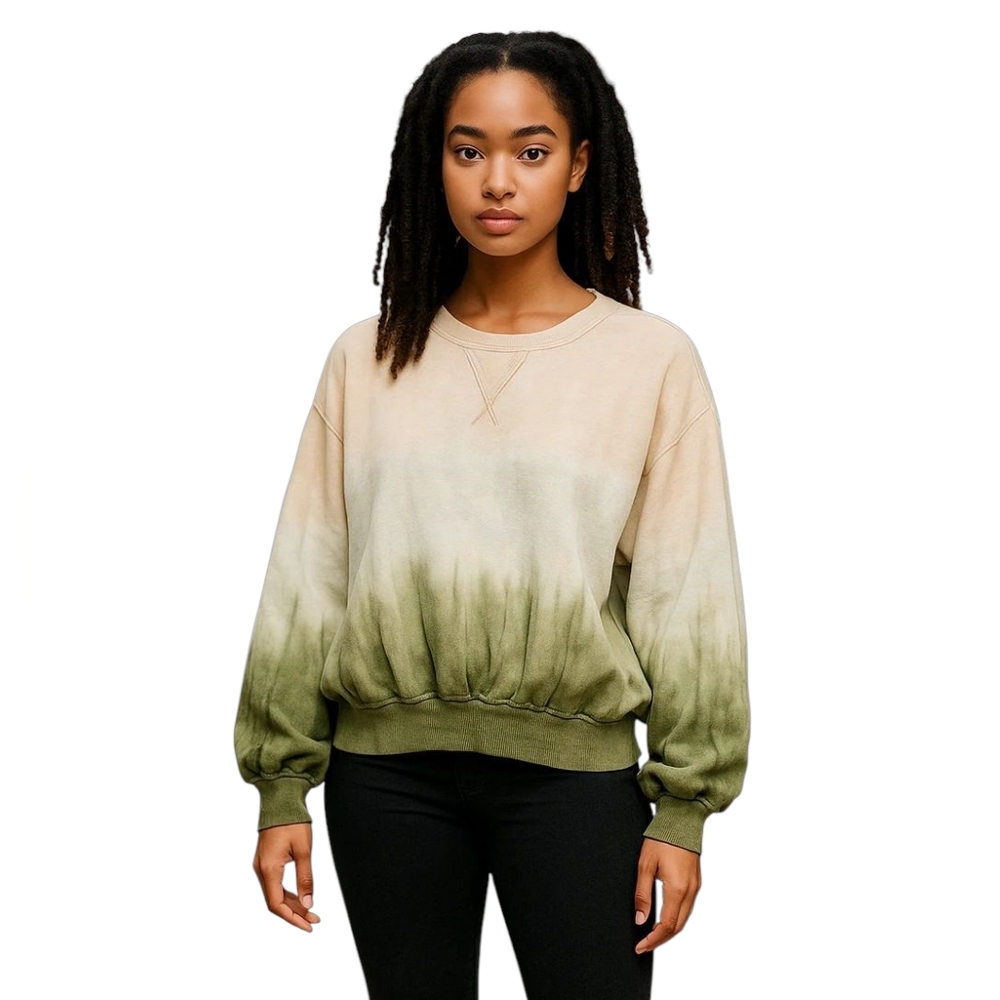 Young Fabulous & Broke Tie Dye Ombre Striped Oversize Sweatshirt Women's Size XS